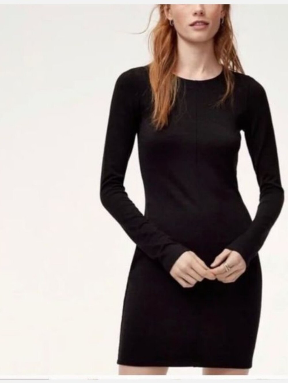 Aritzia Wilfred Free Garima Black Long-Sleeve Dress